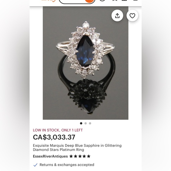 18K White Gold Sapphire & Diamond Engagement Ring - Picture 12 of 16